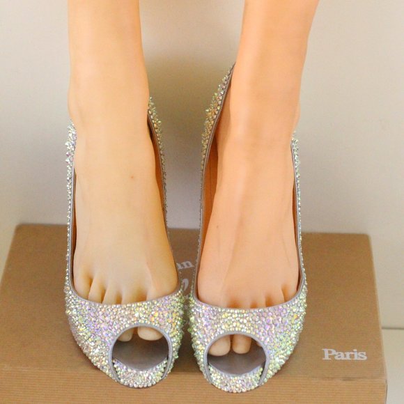 Christian Louboutin White Very Prive Swarovski Strass Ab Crystal - Picture 2 of 11